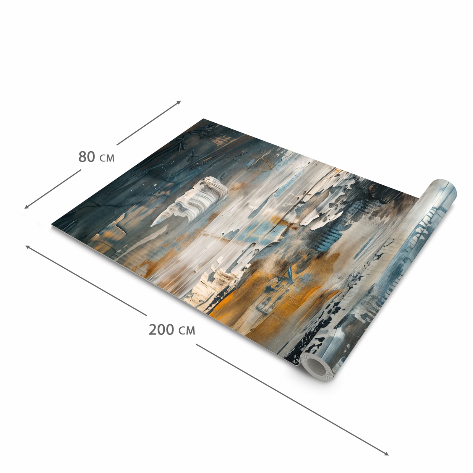 Bodenschonender Küchenteppich mit Motiv Abstrakte Kunstwerke in der Grösse 80x250 cm