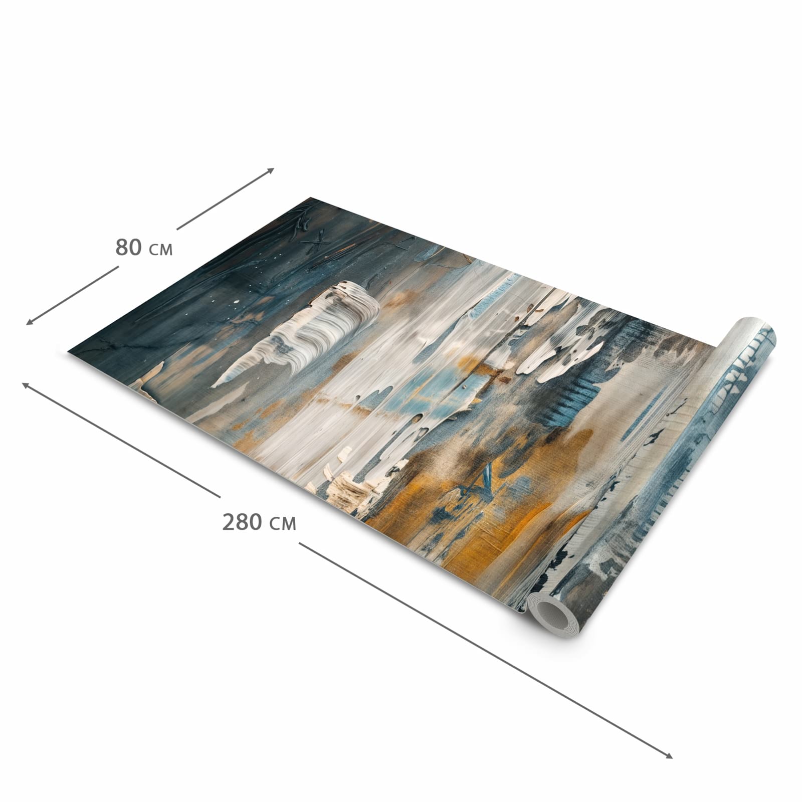 Formstabiler Küchenteppich mit Motiv Abstrakte Kunstwerke in der Grösse 80x250 cm