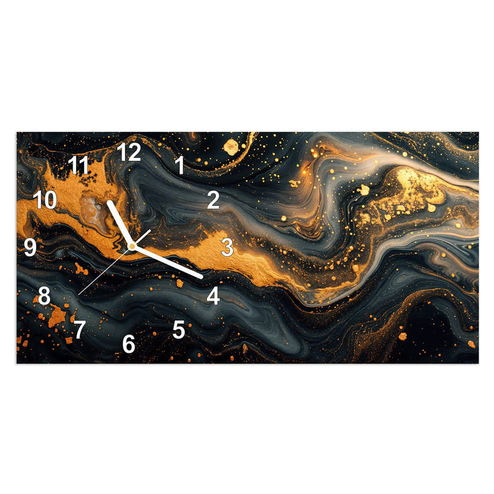 Wanduhr Abstrakter Wirbel aus Glas – Querformat 60 × 30 cm mit Ziffernblatt Modern
