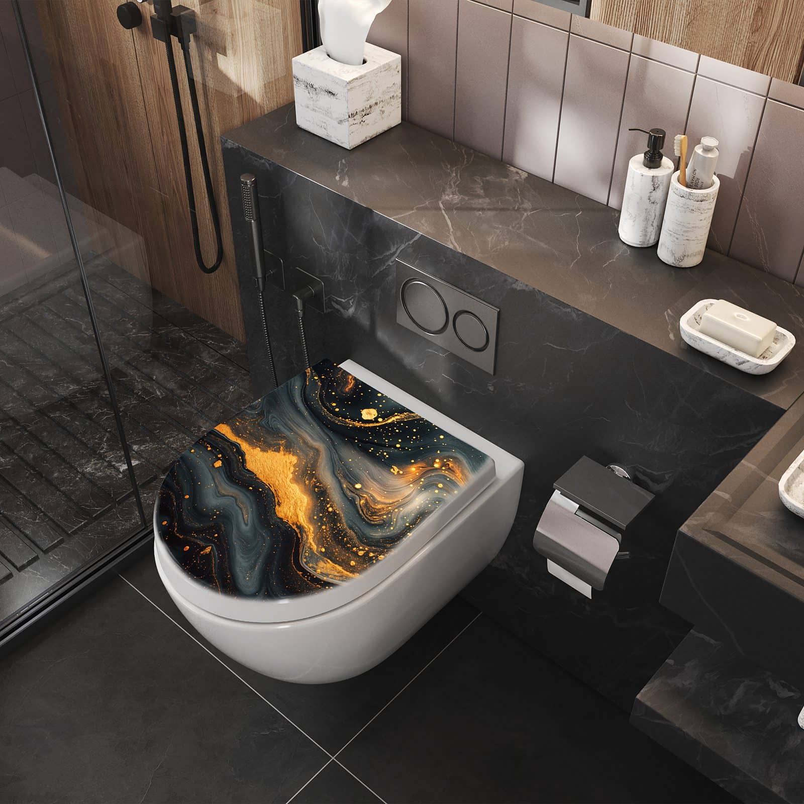 WC-Sitz mit Absenkautomatik Abstrakter Wirbel