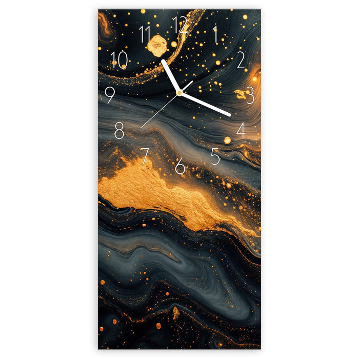Wanduhr Abstrakter Wirbel aus Glas – Hochformat 30 × 60 cm mit Ziffernblatt Elegant
