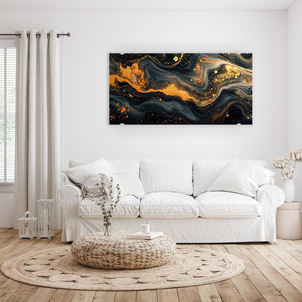 Wandbild - Marmor mit Goldadern - Querformat – Schwarzer Marmor mit Goldadern