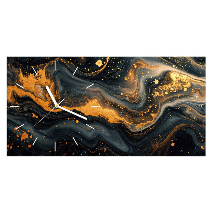 Wanduhr Abstrakter Wirbel aus Glas – Querformat 60 × 30 cm mit Ziffernblatt Linie