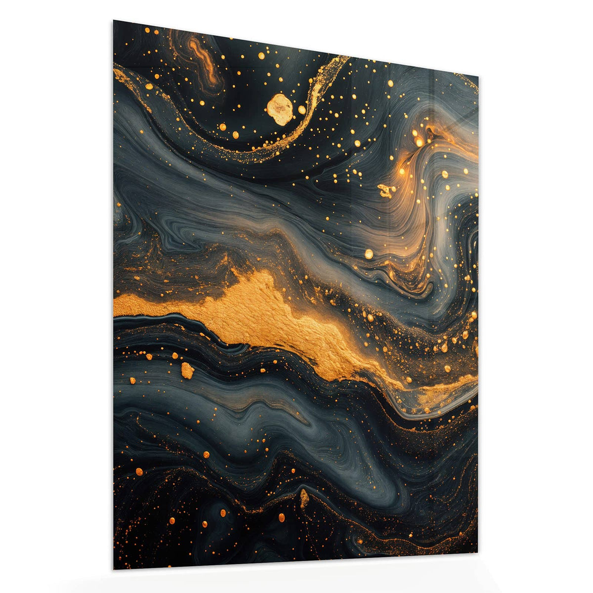 Echtglas, 4 mm – kein Acryl, keine Folie – Wandbild - Marmor mit Goldadern - Hochformat