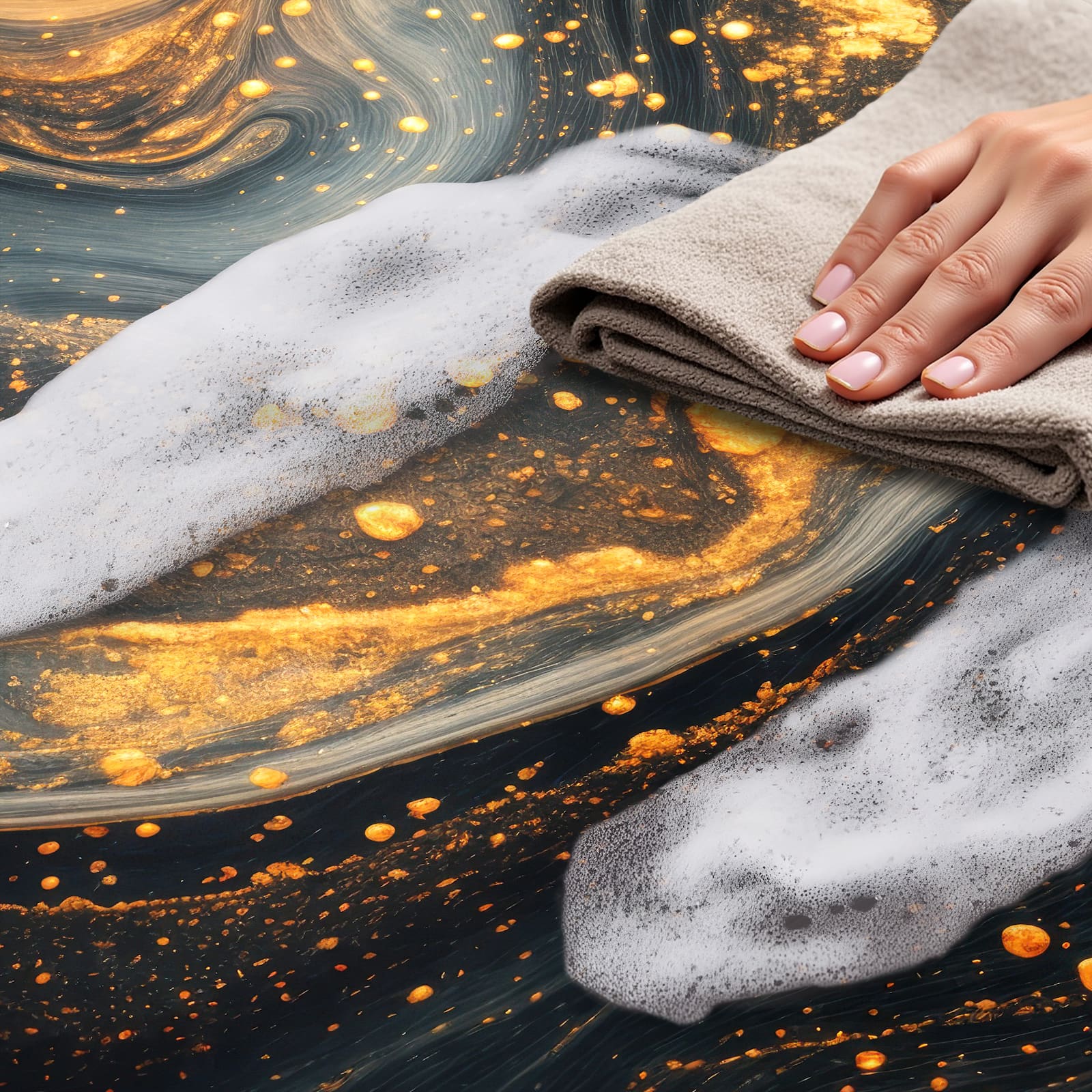 Zeitsparender waschbarer Esszimmerteppich mit Motiv Abstrakter Wirbel, einfach zu reinigen