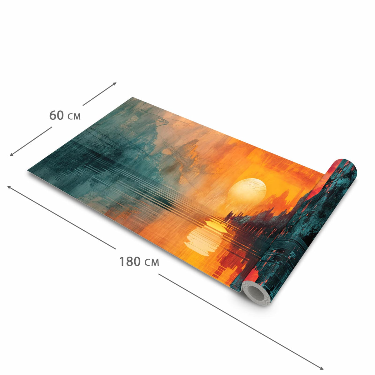 Feuchtigkeitsresistenter Bodenläufer mit Motiv Sonnenuntergang Stadt in der Grösse 80x200 cm