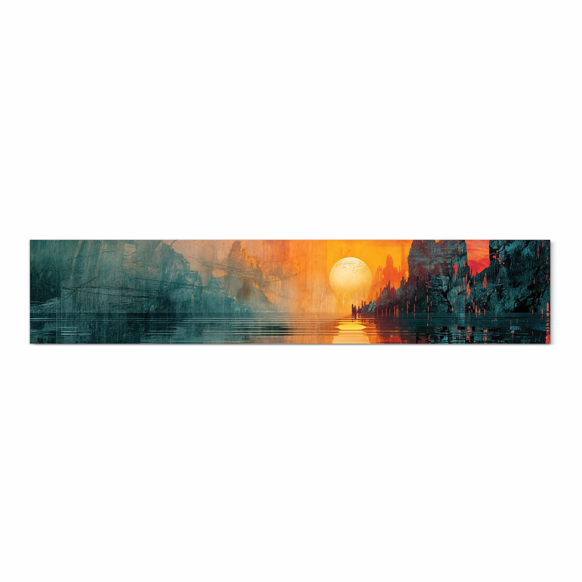 Komfortabler Küchenläufer mit Motiv Sonnenuntergang Stadt in Frontansicht für angenehmes Stehen