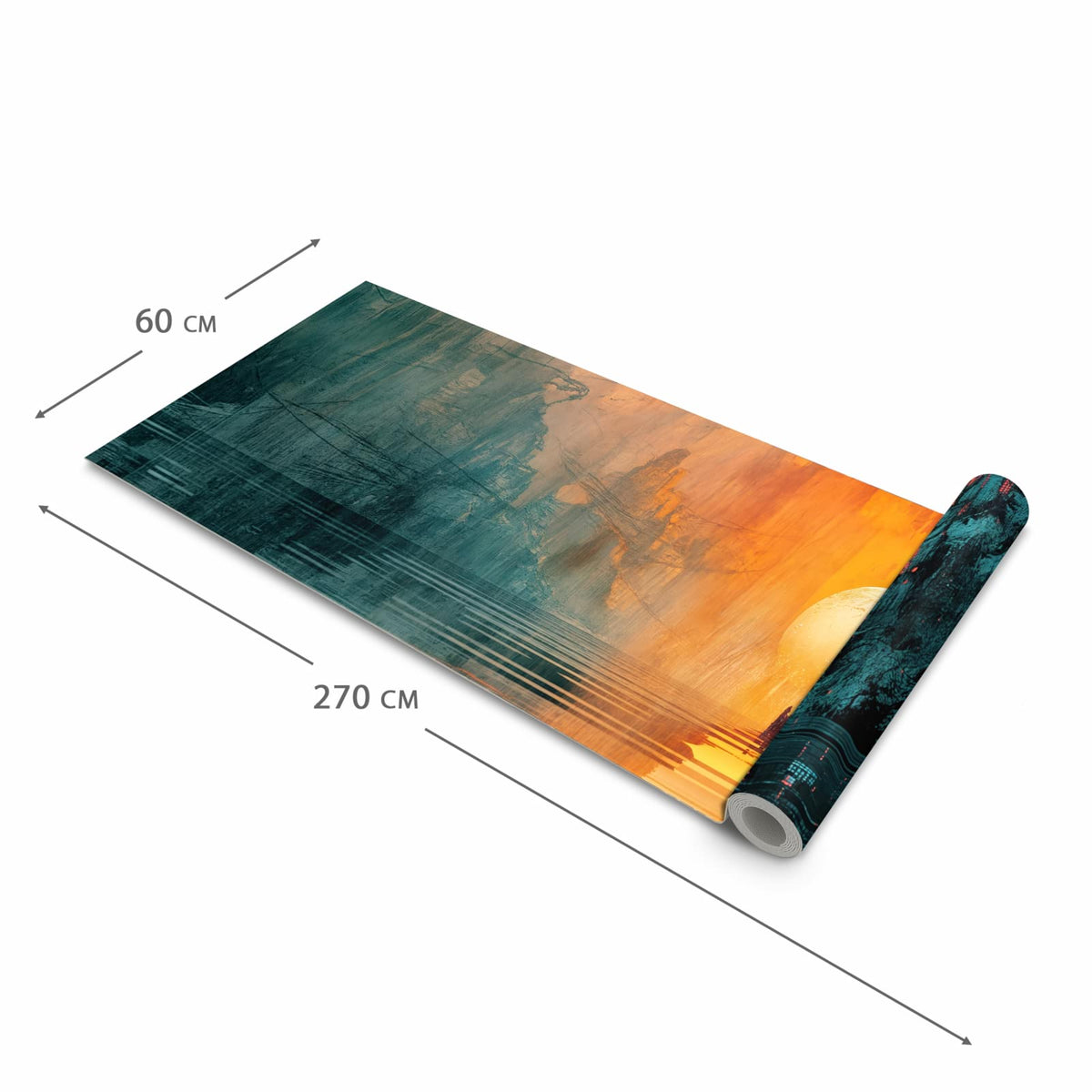 Küchenteppich mit Motiv Sonnenuntergang Stadt in der Grösse 80x200 cm für Ordnung & Übersicht