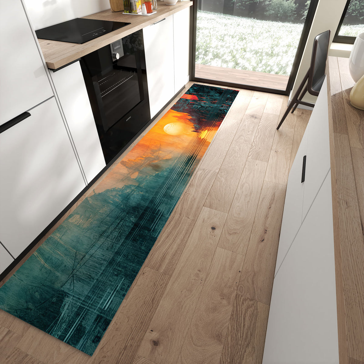 13 Größen – von 60 × 90 bis 80 × 300 cm – Küchenläufer - Sonne zwischen Felsen