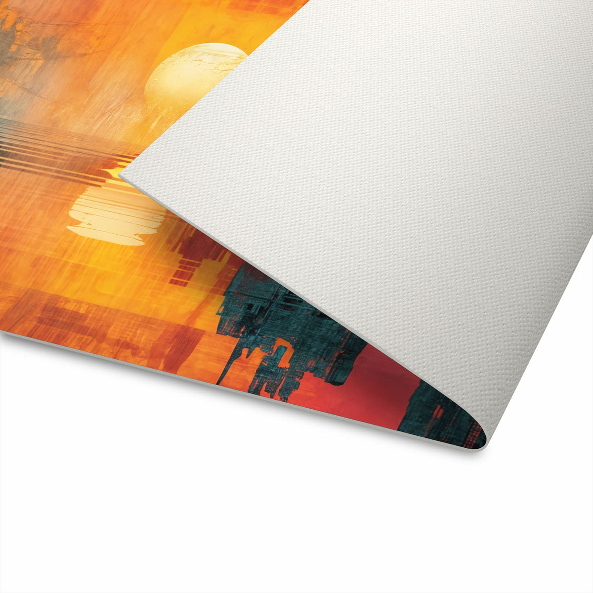 Pflegeleichter Küchenteppich mit Motiv Sonnenuntergang Stadt in der Unterseite