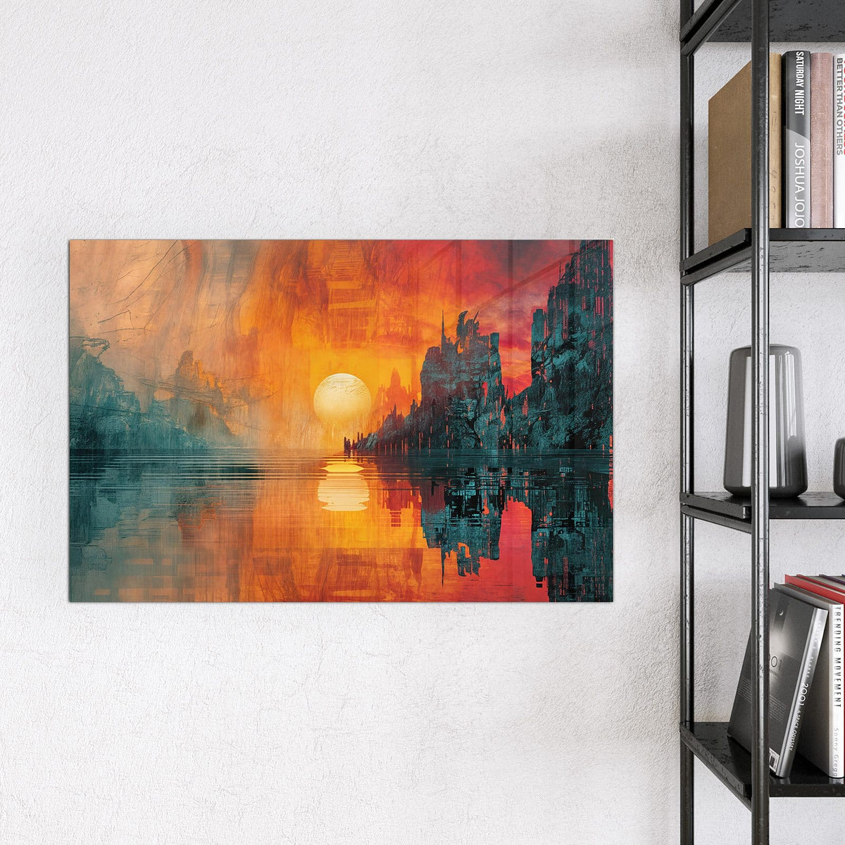 Magnettafel - Sonne zwischen Felsen – Bleiche Sonne zwischen Felswänden