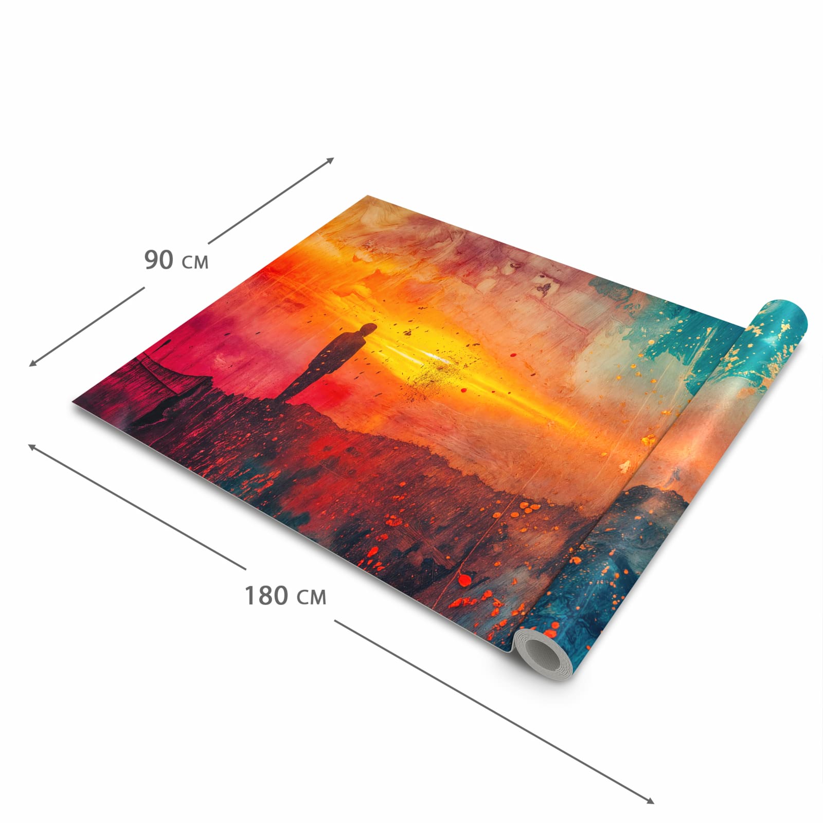 Strapazierfähiger waschbarer Teppich mit Motiv Abstrakte Sonnenaufgang in der Grösse 60x90 cm