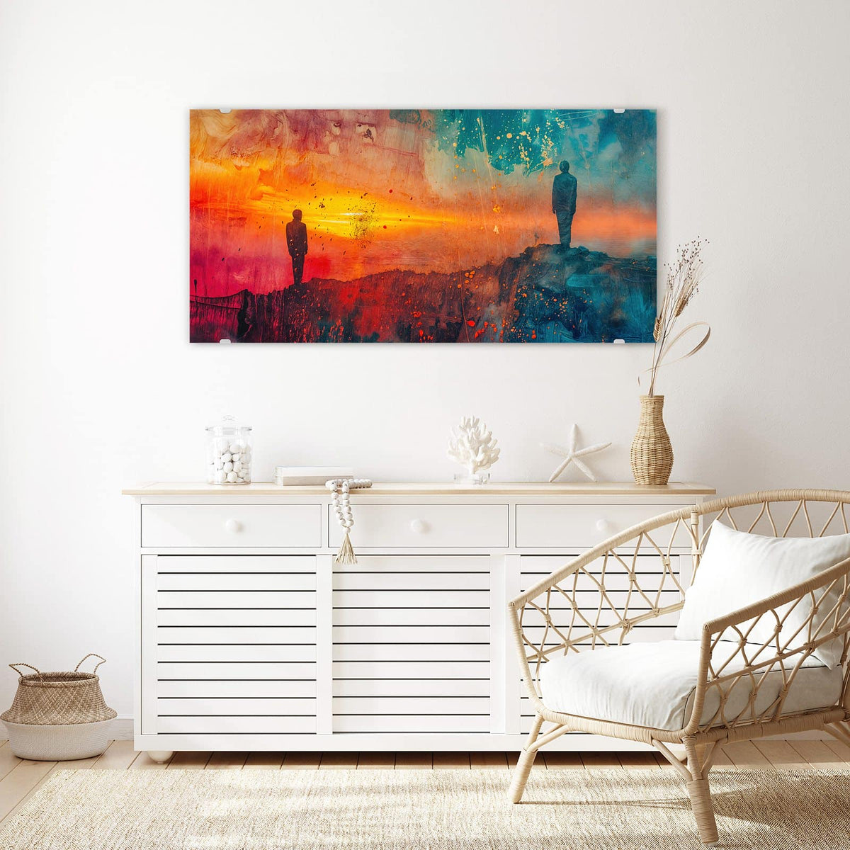 Echtglas, 4 mm – kein Acryl, keine Folie – Wandbild - Silhouette am Horizont - Querformat