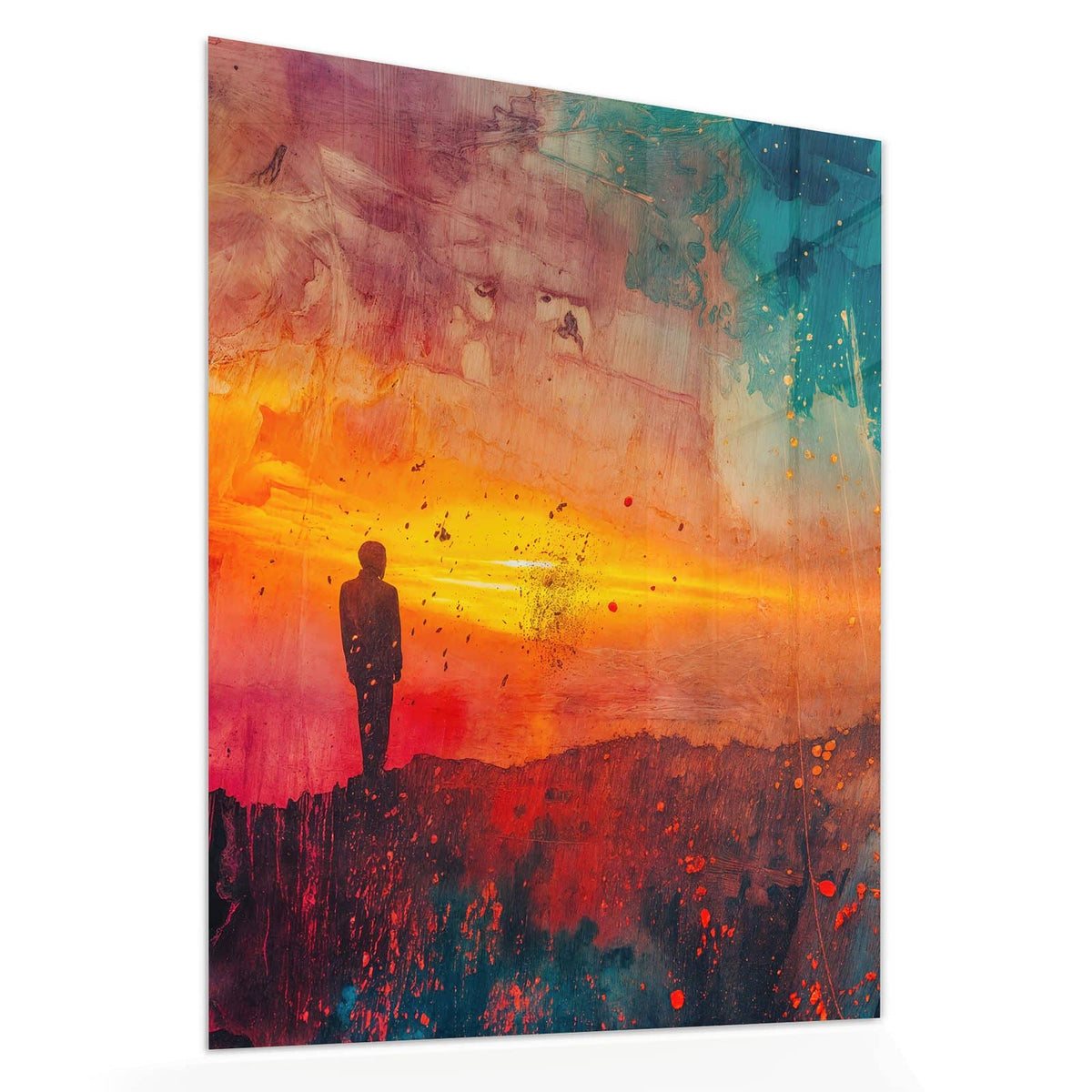 Echtglas, 4 mm – kein Acryl, keine Folie – Wandbild - Silhouette am Horizont - Hochformat
