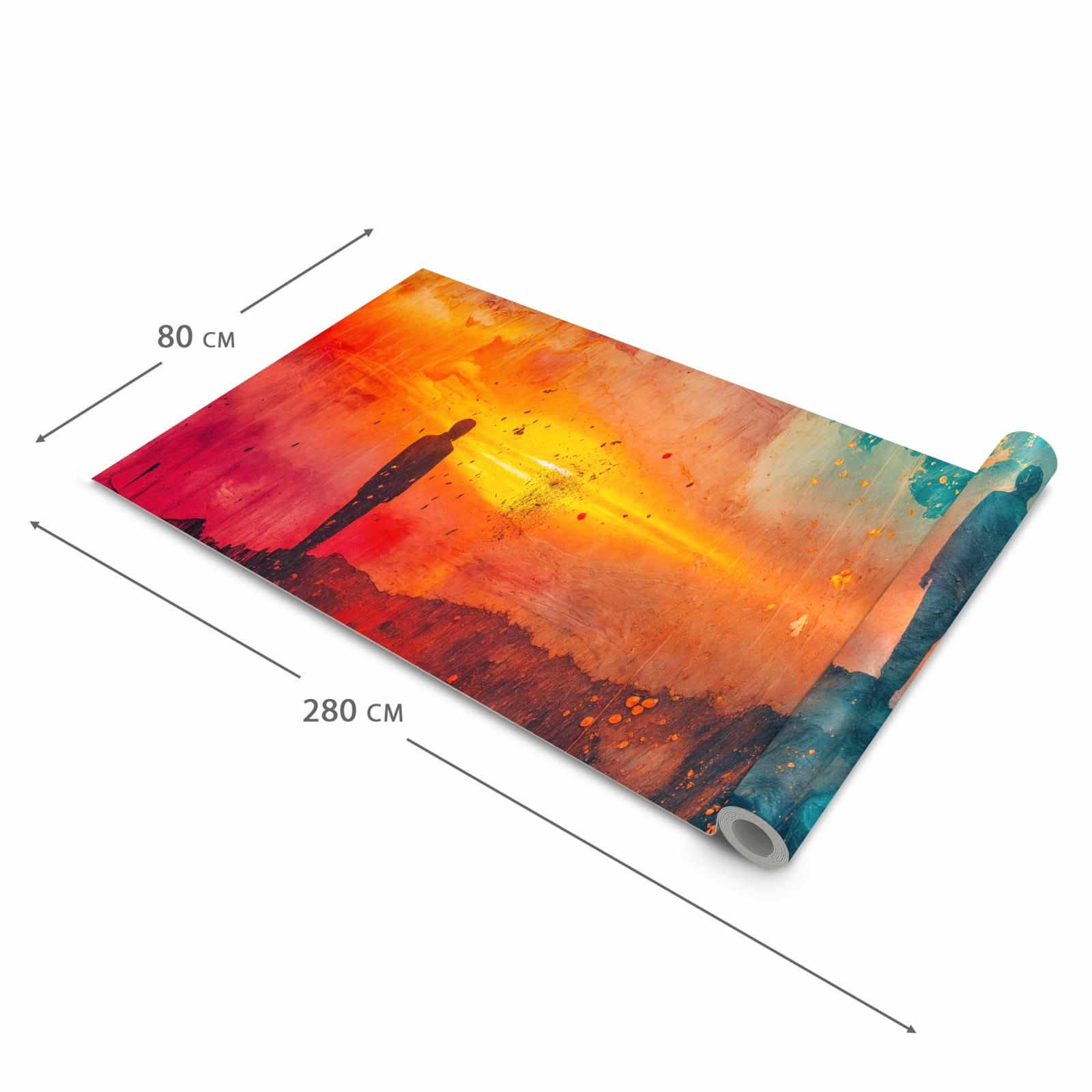 Dünner Küchenteppich mit Motiv Abstrakte Sonnenaufgang in der Grösse 60x90 cm - angenehme Haptik