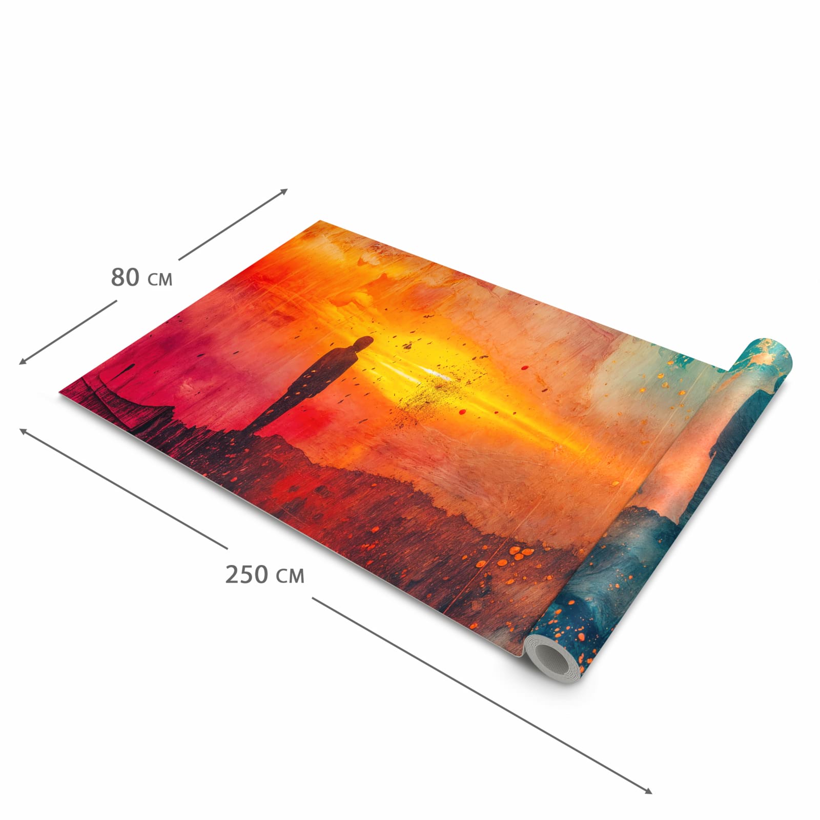 Pflegeleichter rutschfester Läufer mit Motiv Abstrakte Sonnenaufgang in der Grösse 60x90 cm