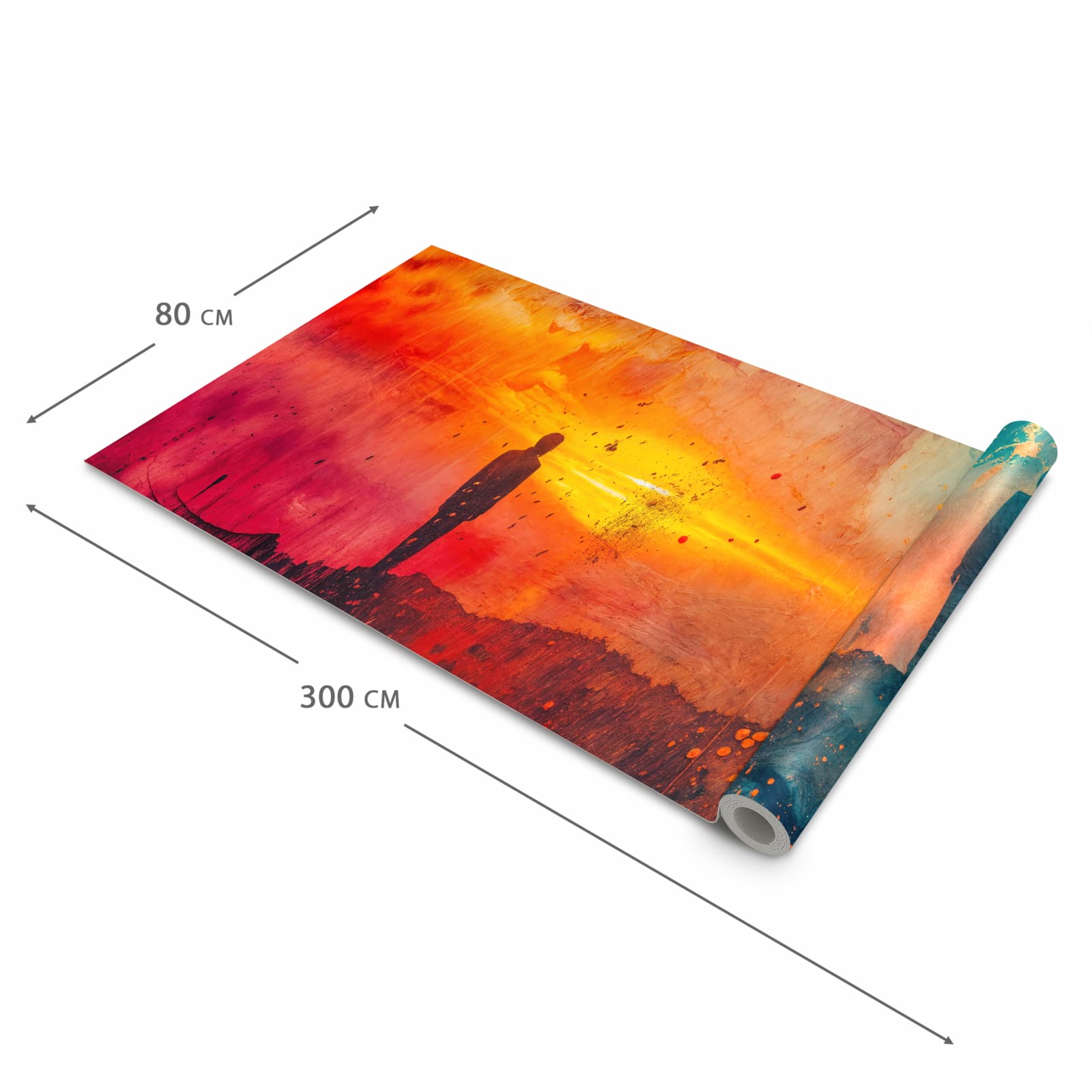 Hygienischer rutschfester Teppich mit Motiv Abstrakte Sonnenaufgang in der Grösse 60x90 cm