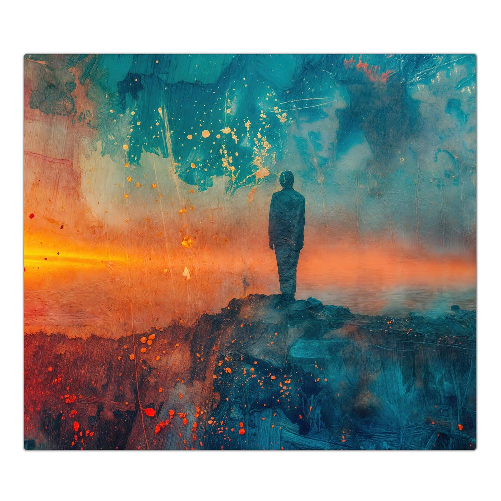 1-teilige Ceranfeld-Abdeckung mit Abstrakte Sonnenaufgang-Motiv in der Frontansicht #grösse_1-Teilig (60x52cm)