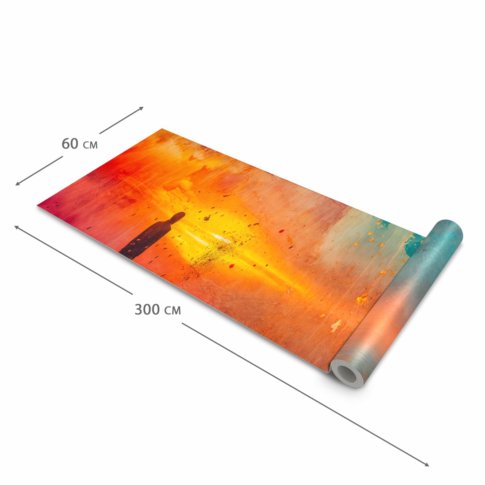 Pflegeleichter waschbarer Küchenläufer mit Motiv Abstrakte Sonnenaufgang in der Größe 60x90 cm