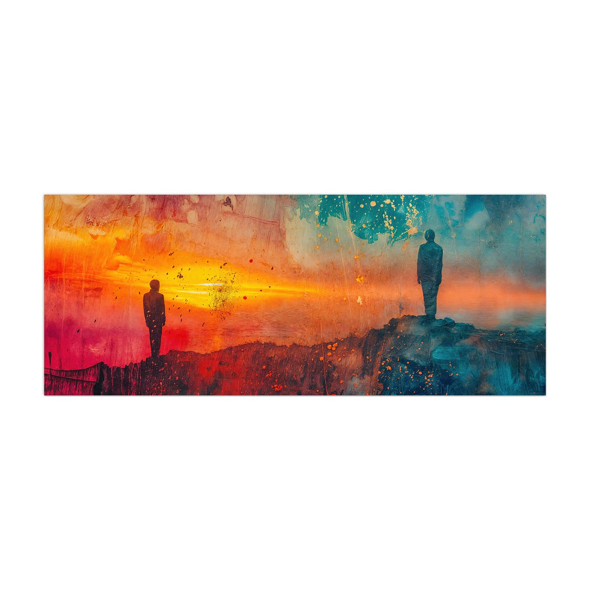 Küchenrückwand aus Glas Silhouette am Horizont im Hochformat, Motiv bildfüllend von vorn