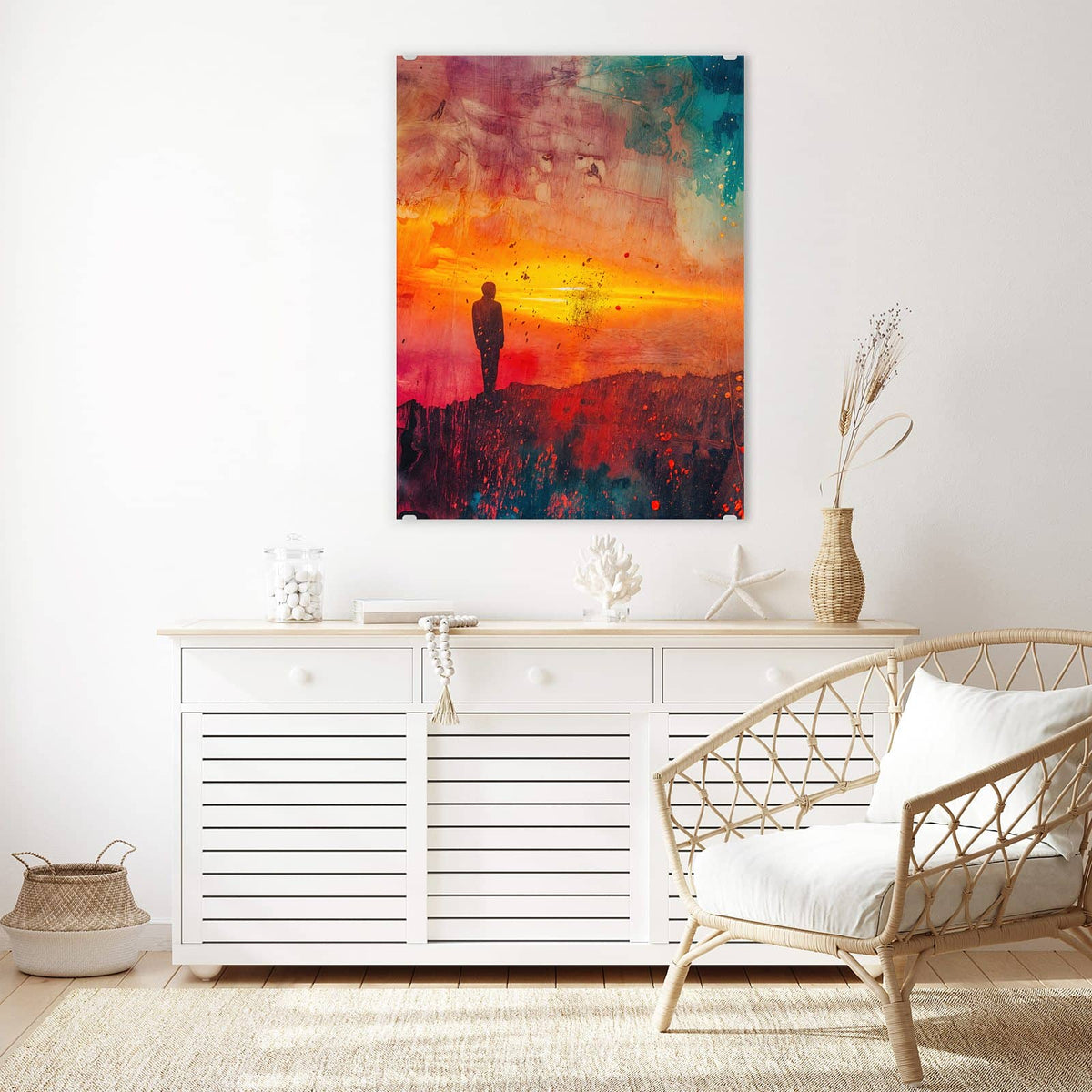 Aufhängung liegt bei – Motiv später wechselbar – Wandbild - Silhouette am Horizont - Hochformat