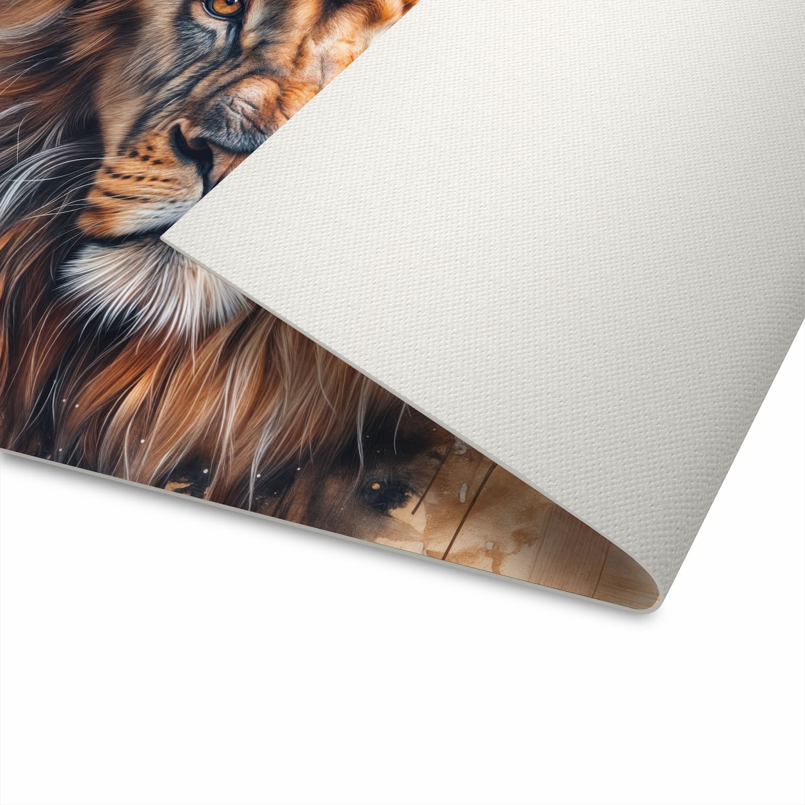 Langlebiger Küchenteppich mit Motiv Löwe Porträt in moderner Küche