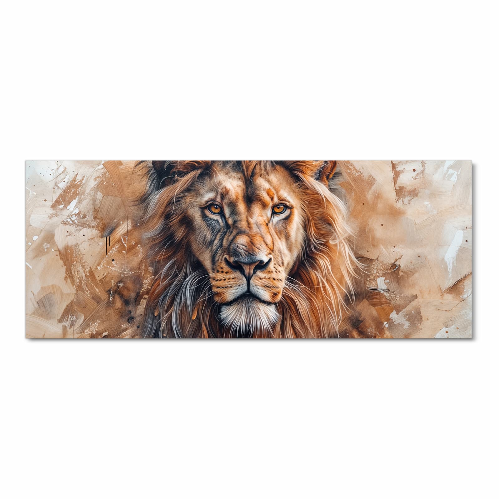 Strapazierfähiger dünner Küchenteppich mit Motiv Löwe Porträt in Frontansicht