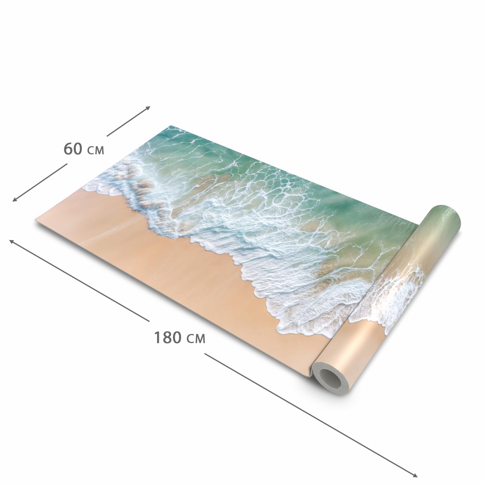 Flacher rutschfester Küchenläufer mit Motiv Stille Meereswellen in der Grösse 60x300 cm