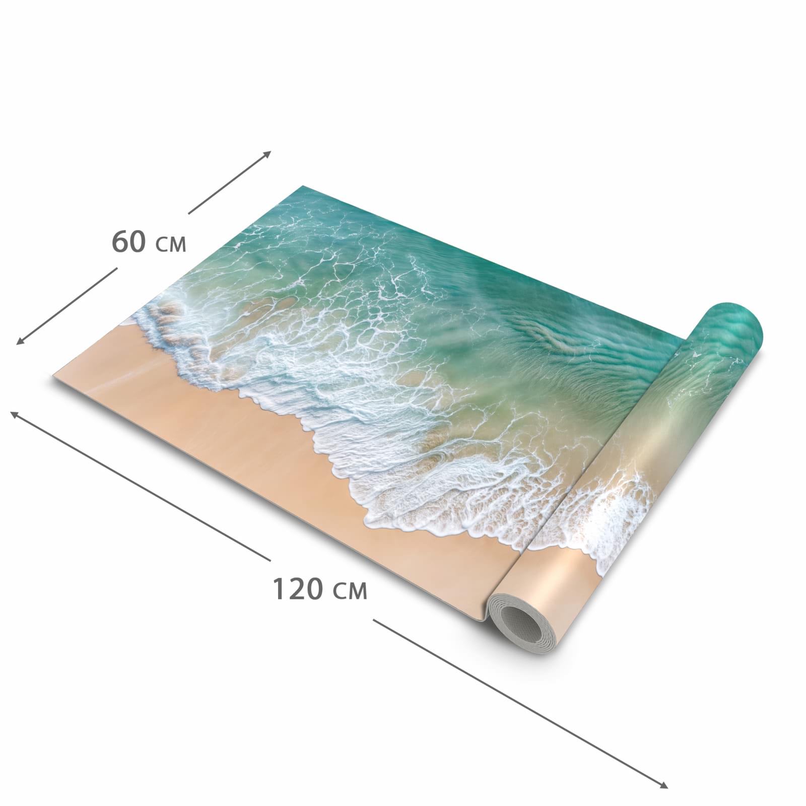 Geruchsneutraler Küchenläufer mit Motiv Stille Meereswellen in der Grösse 60x300 cm
