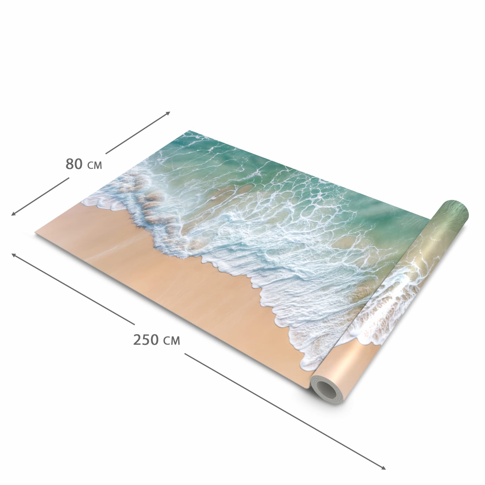 Hygienischer Küchenläufer nach Maß mit Motiv Stille Meereswellen in der Größe 60x300 cm