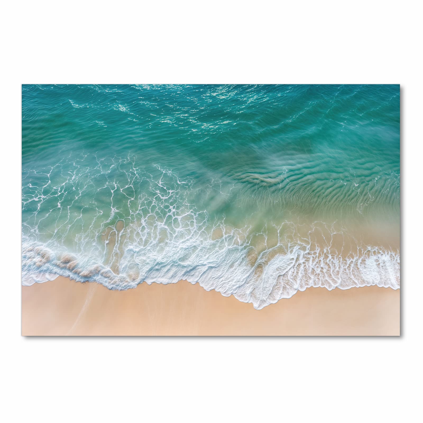 Pflegeleichter Teppichläufer für die Küche mit Motiv Stille Meereswellen in Frontansicht