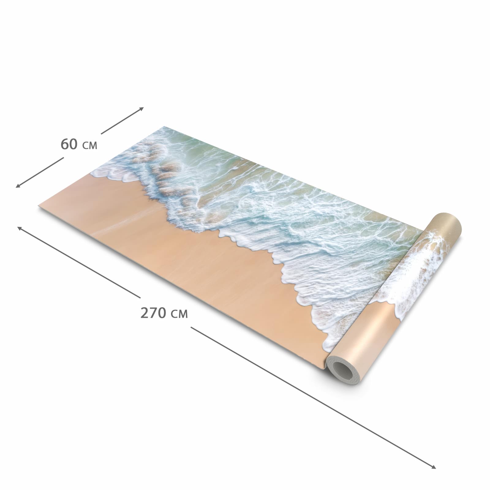 Komfortabler rutschfester Küchenläufer mit Motiv Stille Meereswellen in der Größe 60x300 cm