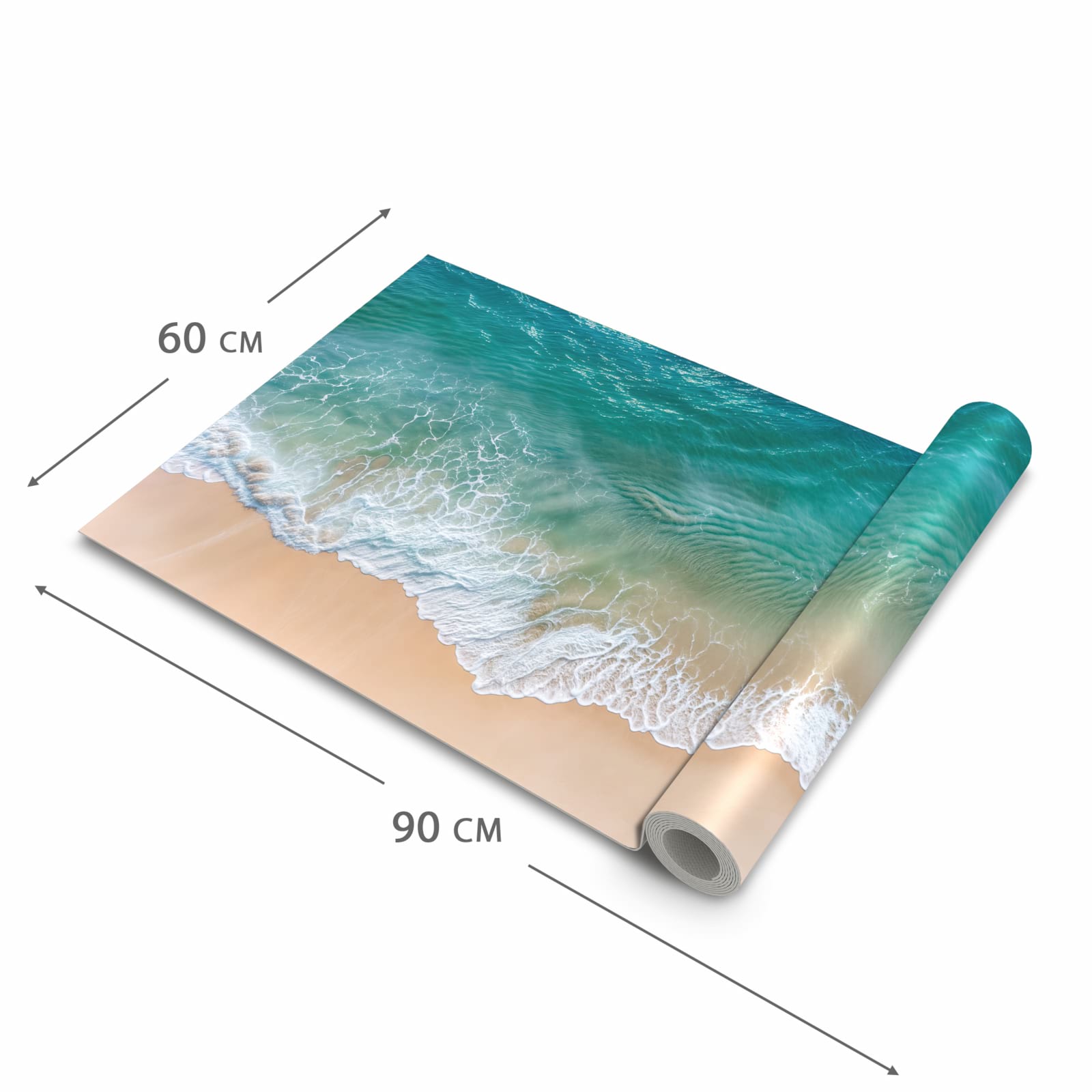 Rutschfester Küchenläufer mit Motiv Stille Meereswellen in der Grösse 60x300 cm - einfach zu reinigen