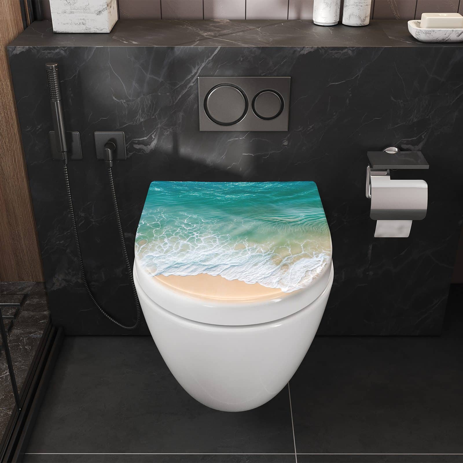 WC-Sitz mit Absenkautomatik Stille Meereswellen