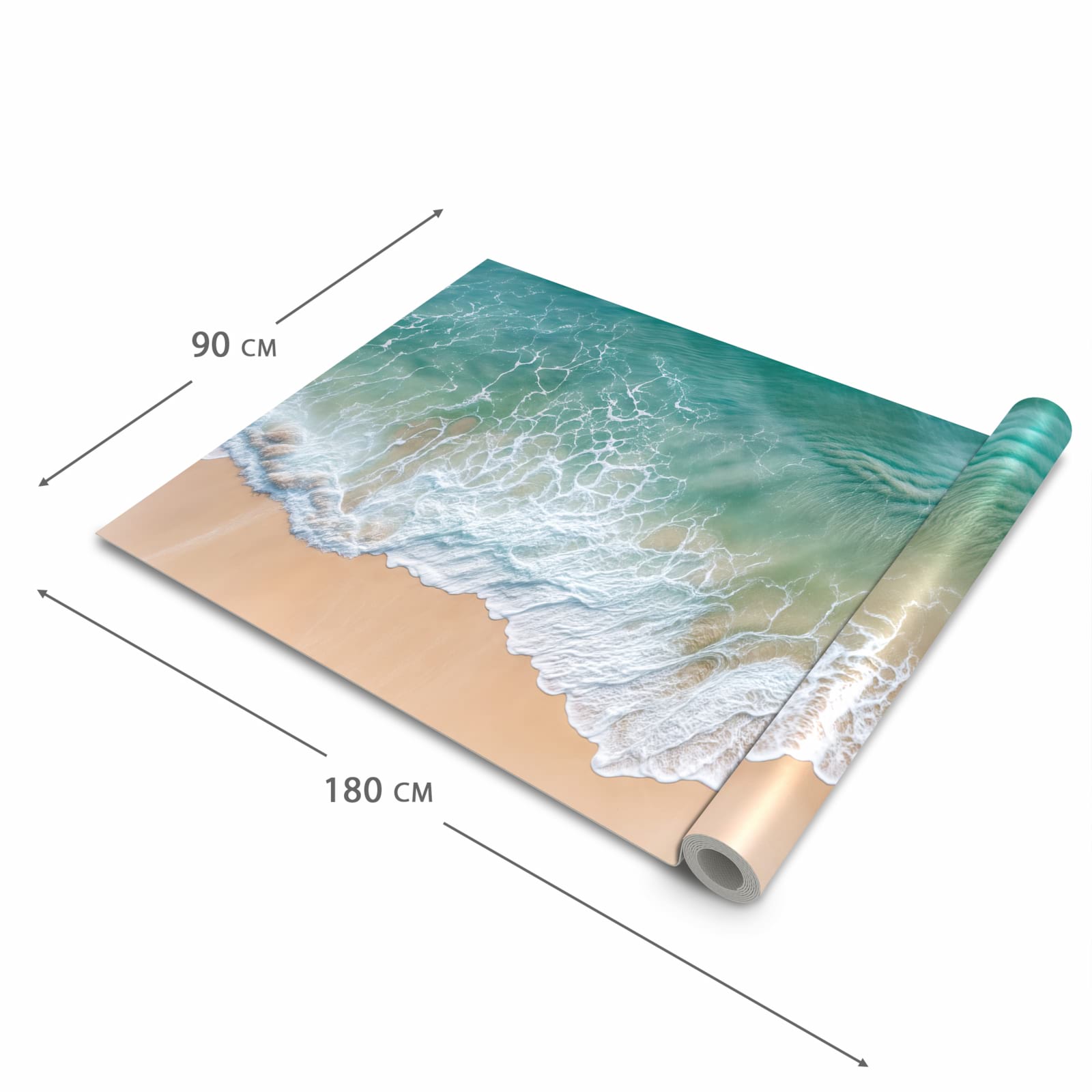 Langlebiger abwaschbarer Küchenläufer mit Motiv Stille Meereswellen in der Grösse 60x90 cm
