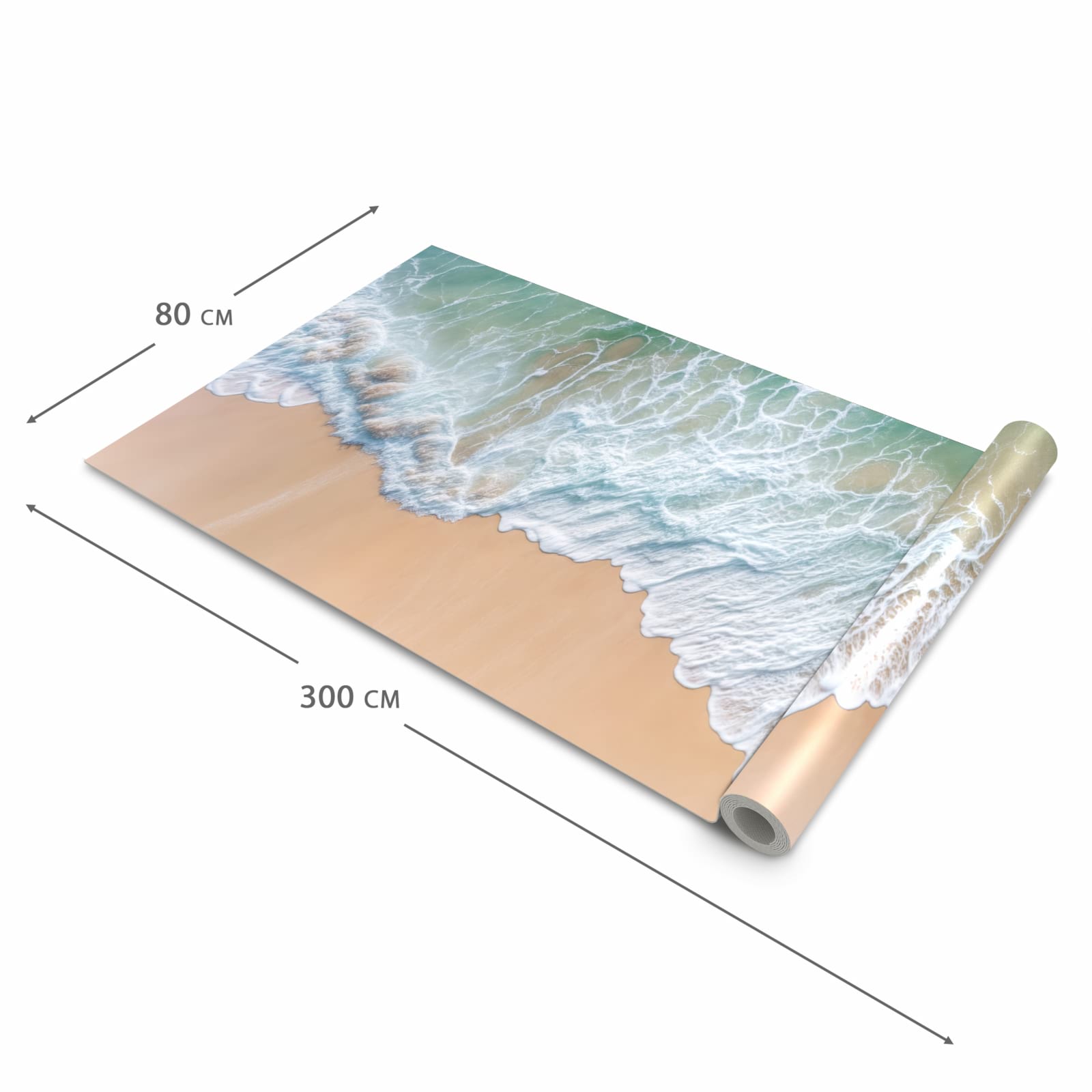 Waschbarer moderner Küchenläufer mit Motiv Stille Meereswellen in der Grösse 60x300 cm