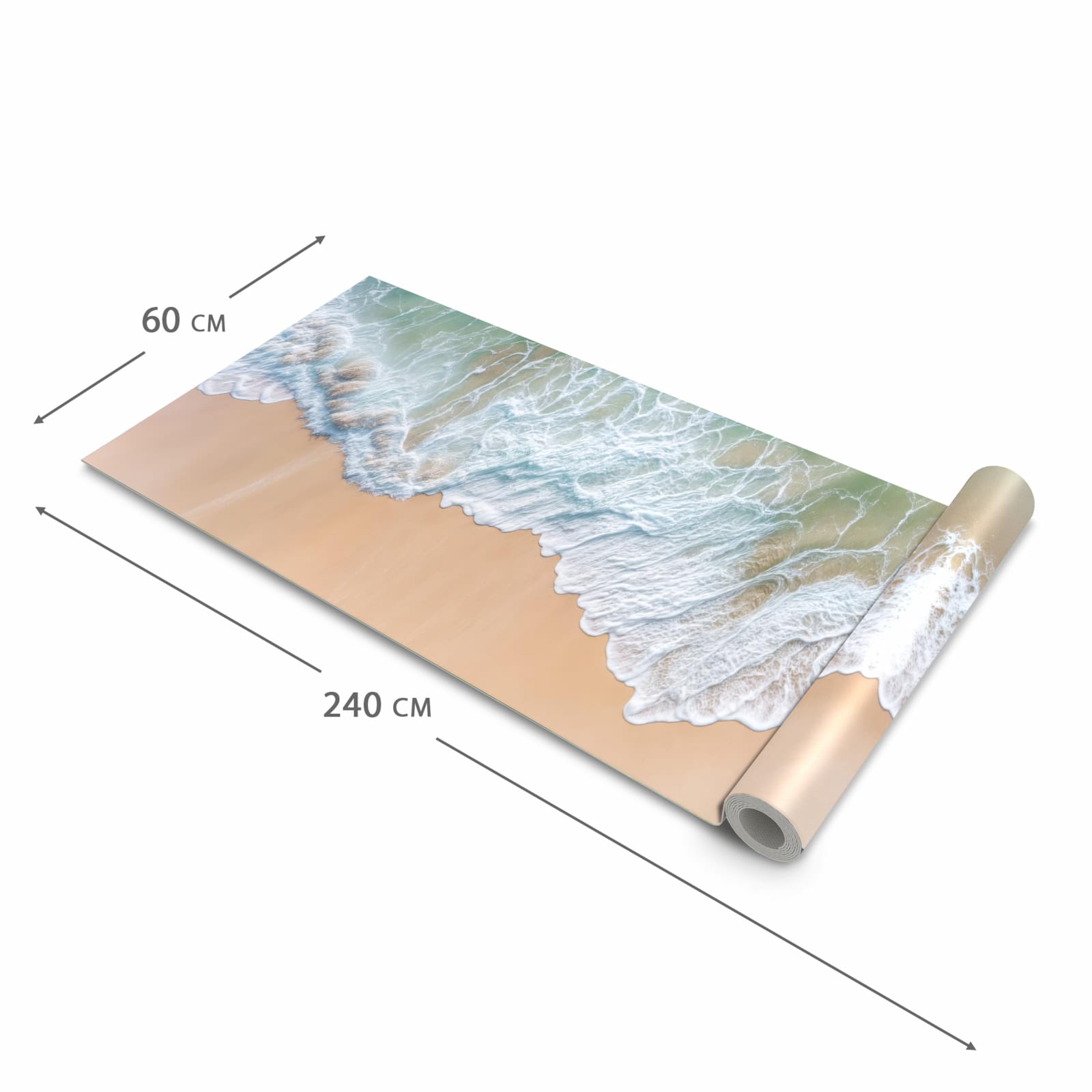 Pflegeleichter rutschfester Küchenläufer mit Motiv Stille Meereswellen in der Grösse 60x300 cm