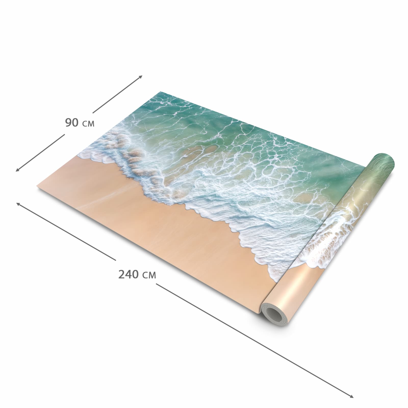 Rutschfester Küchenteppich mit Motiv Stille Meereswellen in der Grösse 60x90 cm