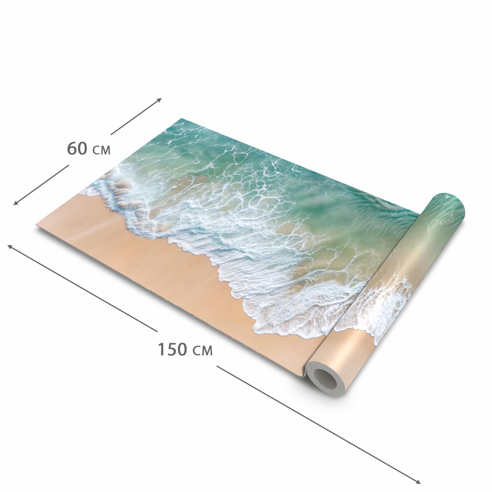 Langlebiger Küchenläufer mit Motiv Stille Meereswellen in der Grösse 60x300 cm, waschbar