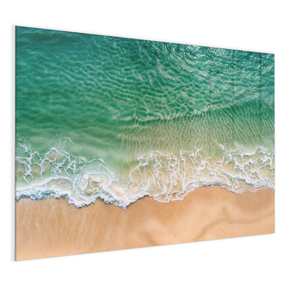 4 mm Glas statt lackiertem Blech – Glas Magnettafel - Türkis auf goldenem Sand