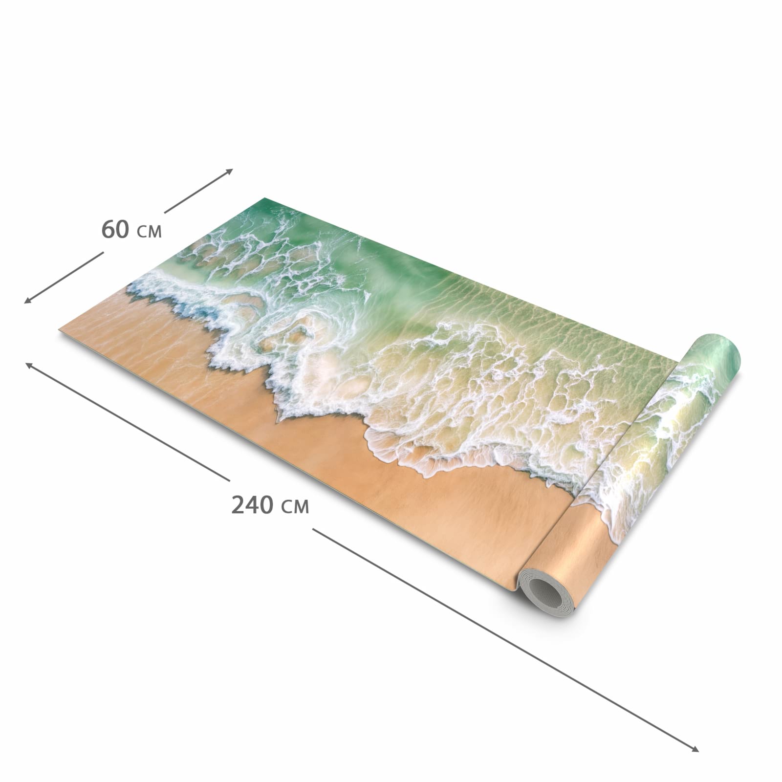 Formstabiler waschbarer Küchenteppich mit Motiv Warme Meereswellen in der Grösse 60x300 cm