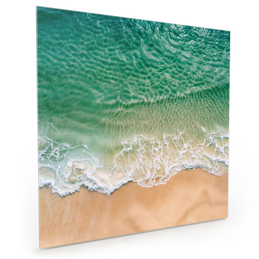 Maße Küchenrückwand Türkis auf goldenem Sand aus Glas