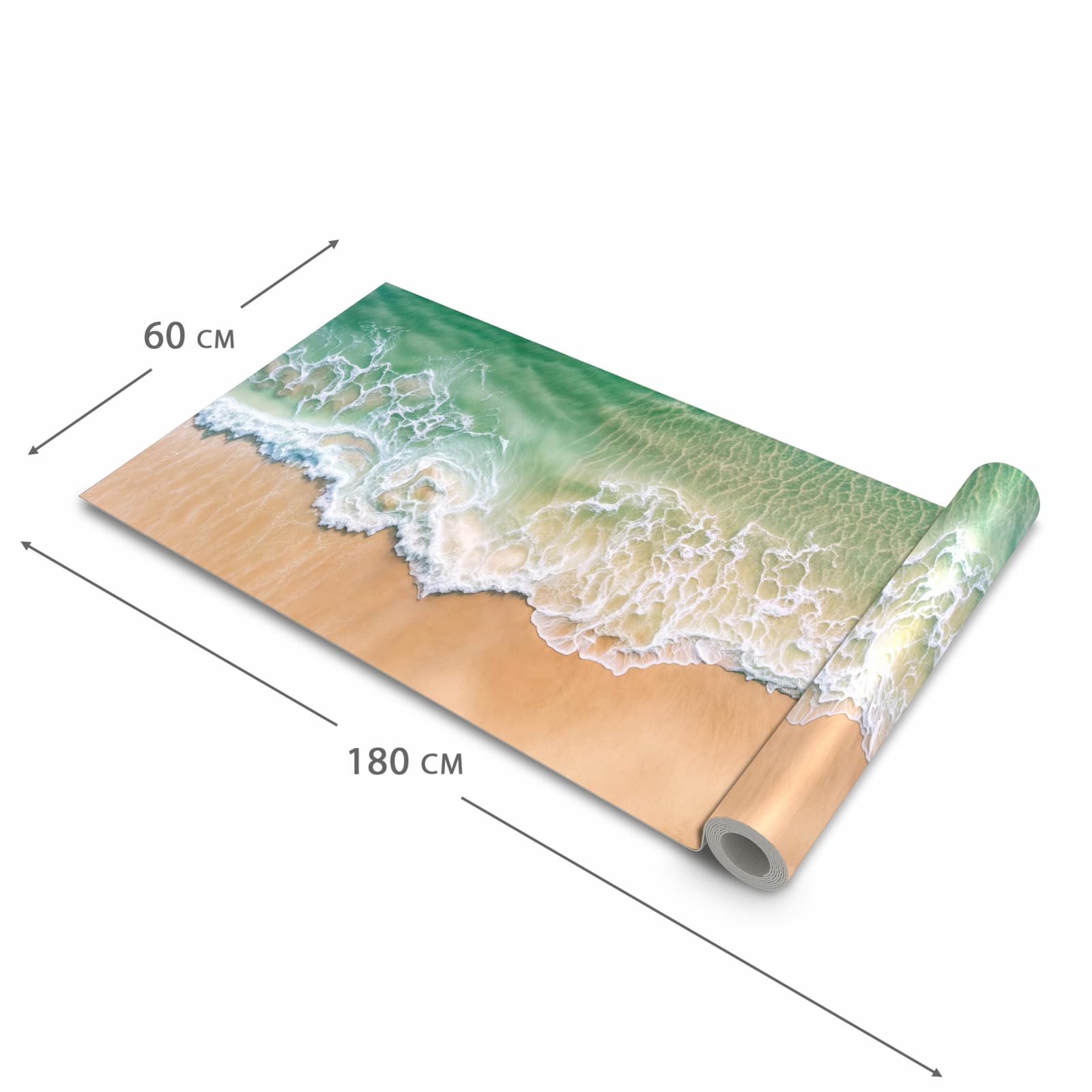 Farbbeständiger Küchenteppich mit Motiv Warme Meereswellen in der Grösse 60x300 cm