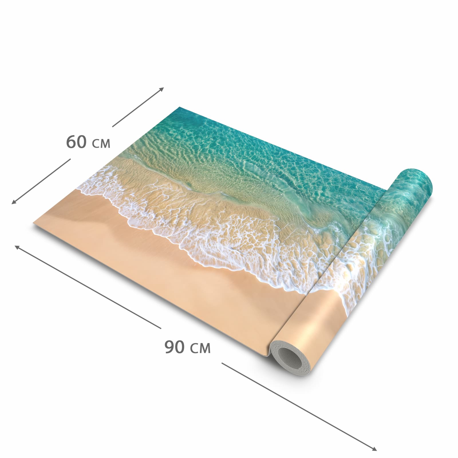 Hygienischer rutschfester Läufer mit Motiv Strandwellen in der Grösse 60x270 cm