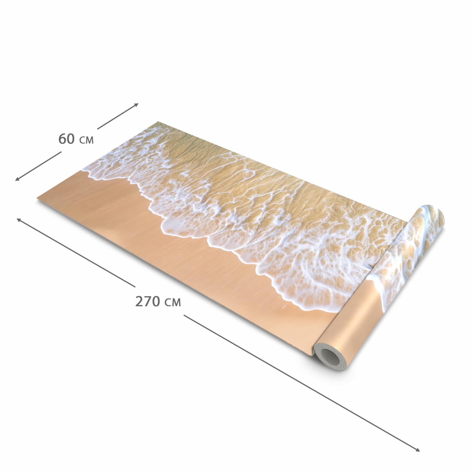 Pflegeleichter langer Teppich mit Motiv Strandwellen in der Grösse 60x270 cm