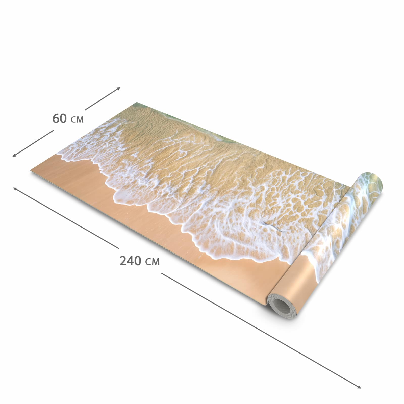Rutschhemmender waschbarer Küchenläufer mit Motiv Strandwellen in der Größe 60x270 cm