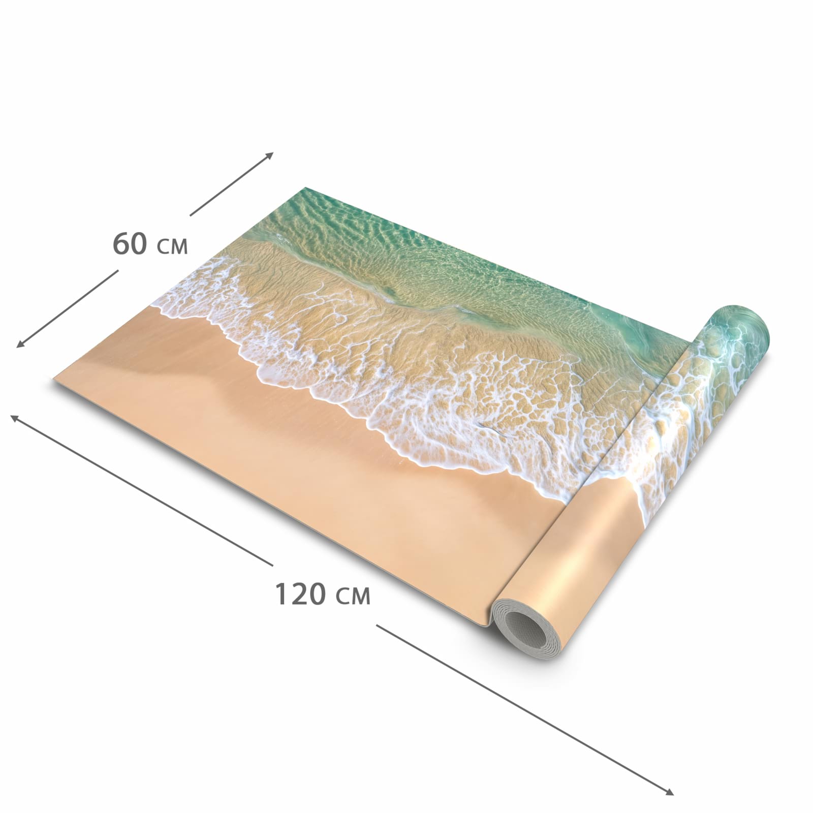 Flacher Küchenläufer mit Motiv Strandwellen in der Grösse 60x270 cm