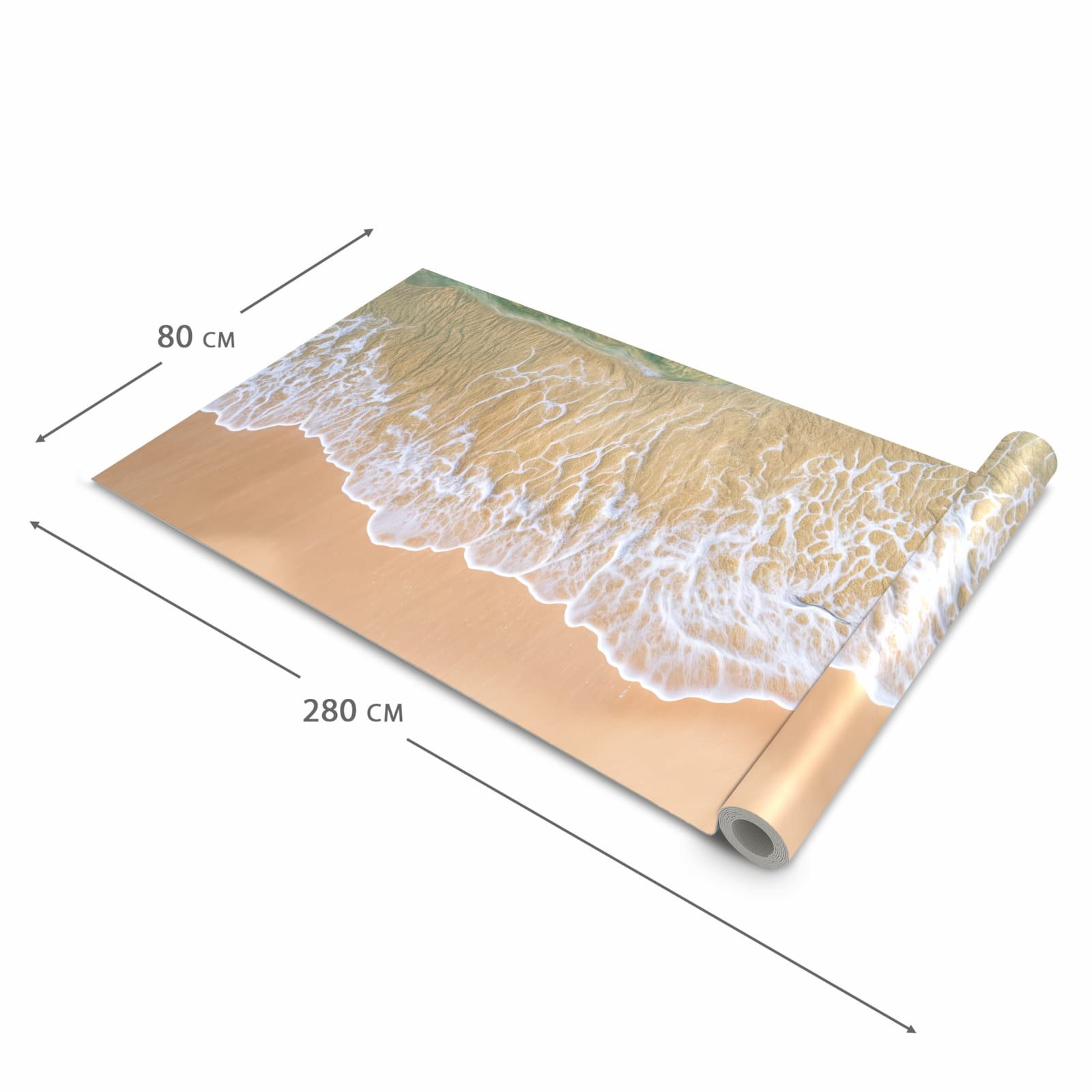 Langlebiger waschbarer Teppich mit Motiv Strandwellen in der Grösse 60x300 cm