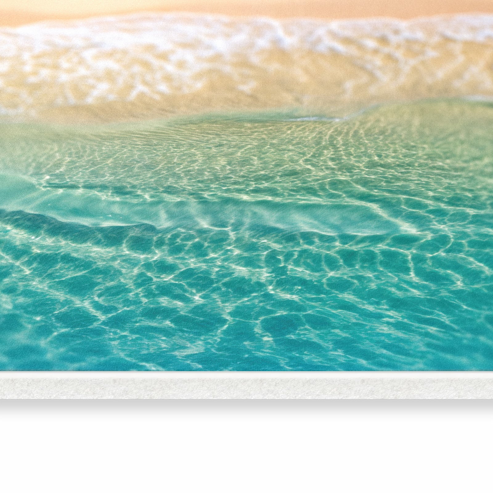 Komfortabler waschbarer Küchenteppich mit Motiv Strandwellen in seitlicher Ansicht