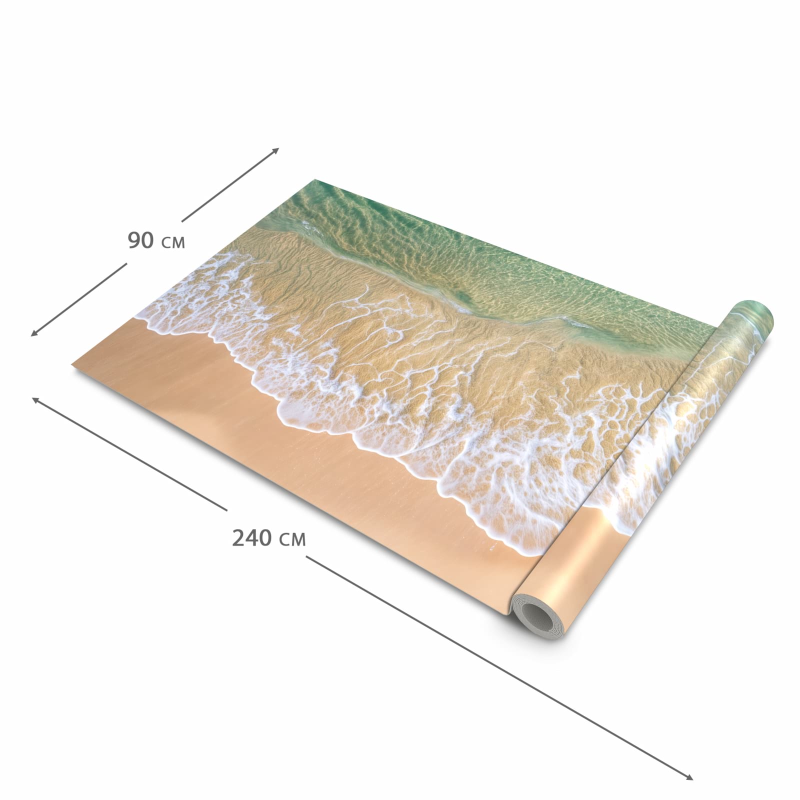 Rutschfester Küchenteppich mit Motiv Strandwellen in der Größe 60x300 cm schützt den Boden